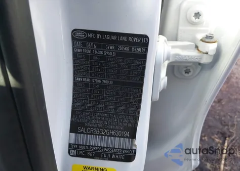 2016 Land Rover Discovery Sport Hse из США, поврежденный, VIN SALCR2BG2GH630194